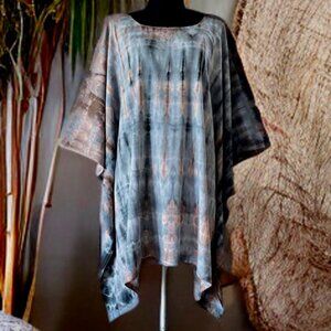 Gray Green Tie Dyed Dolman Sleeve Cover Up Poncho Top (#35)